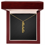 Custom Vertical Dog Name Necklace . 18k Yellow Gold Finish Luxury Box