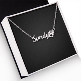 Custom Dog Name With Paw Print Necklace .