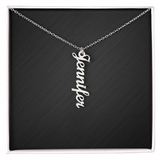 Custom Multi Vertical Dog Name Necklace . 1 Name Polished Stainless Steel Standard Box