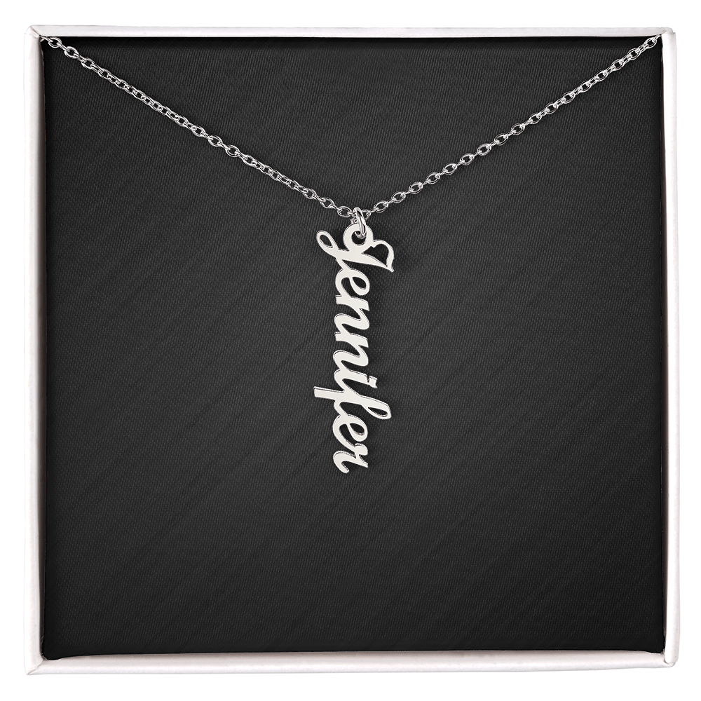 Custom Multi Vertical Dog Name Necklace . 1 Name Polished Stainless Steel Standard Box