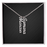 Custom Multi Vertical Dog Name Necklace . 2 Names Polished Stainless Steel Standard Box