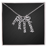 Custom Multi Vertical Dog Name Necklace . 4 Names Polished Stainless Steel Standard Box