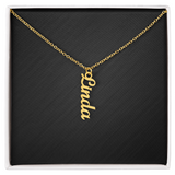 Custom Multi Vertical Dog Name Necklace . 1 Name 18K Yellow Gold Finish Standard Box