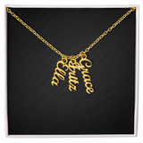 Custom Multi Vertical Dog Name Necklace . 3 Names 18K Yellow Gold Finish Standard Box