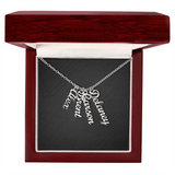 Custom Multi Vertical Dog Name Necklace . 4 Names Polished Stainless Steel Luxury Box