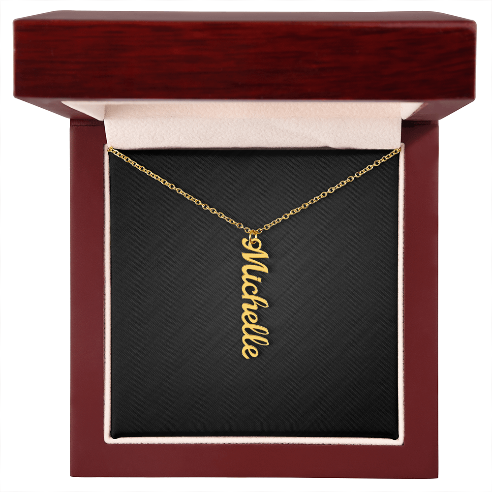Custom Multi Vertical Dog Name Necklace . 1 Name 18K Yellow Gold Finish Luxury Box