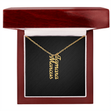 Custom Multi Vertical Dog Name Necklace . 2 Names 18K Yellow Gold Finish Luxury Box