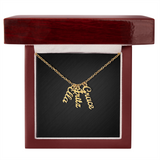 Custom Multi Vertical Dog Name Necklace . 3 Names 18K Yellow Gold Finish Luxury Box