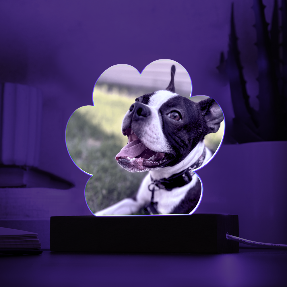 Custom Paw Print Acrylic Plaque With Your Dog's Photo .