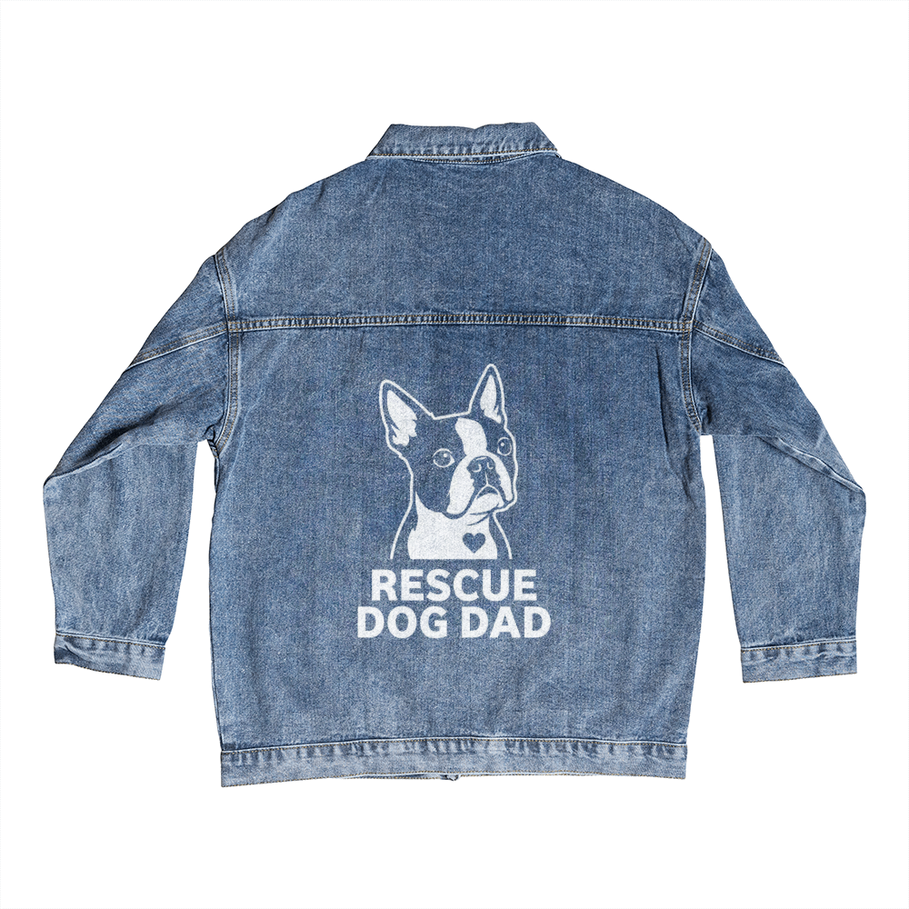 Rescue Dog Dad Denim Jacket . Small
