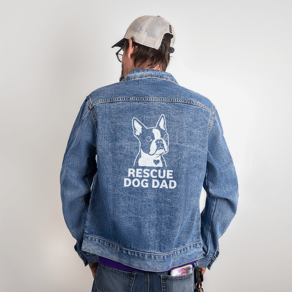 Rescue Dog Dad Denim Jacket .