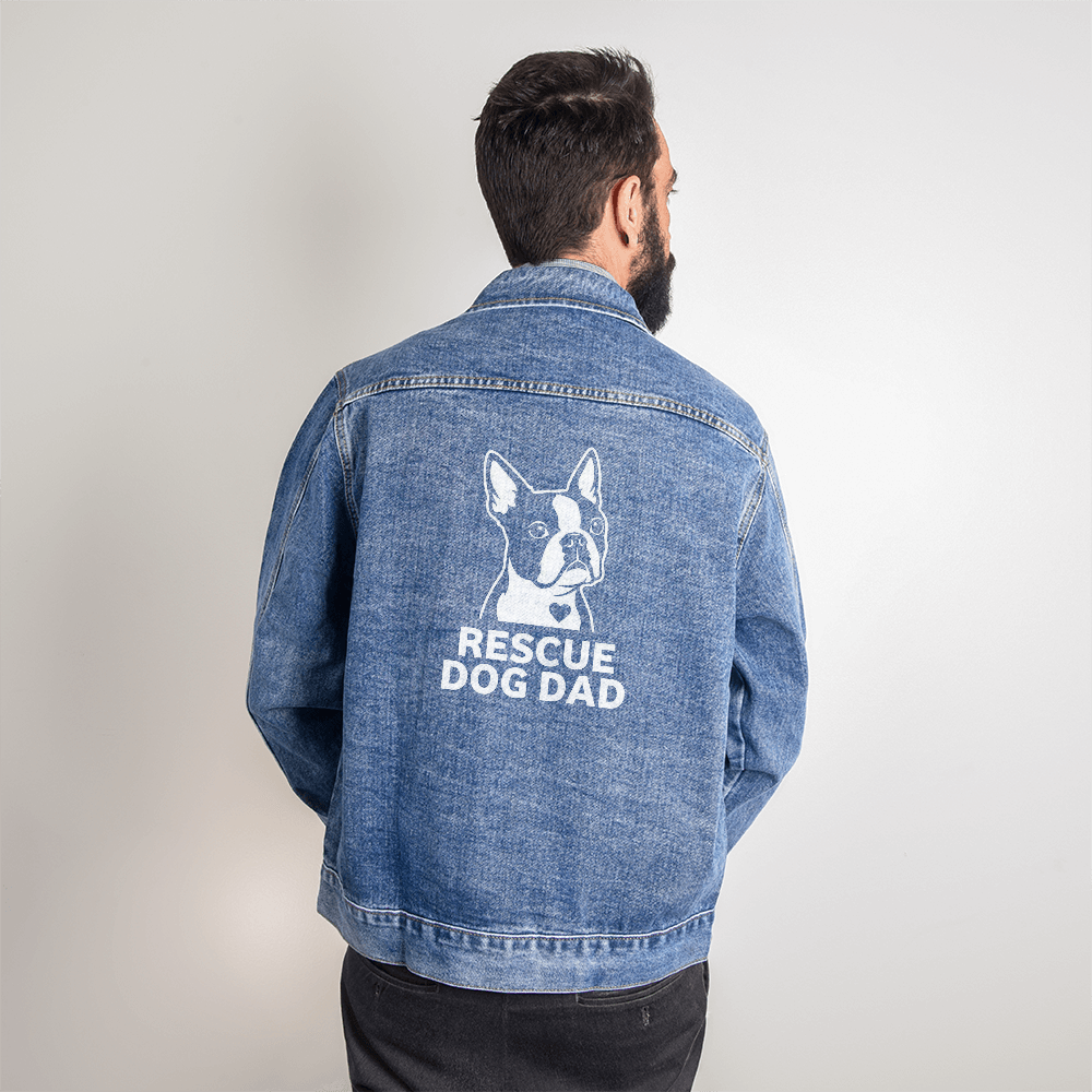 Rescue Dog Dad Denim Jacket . Medium