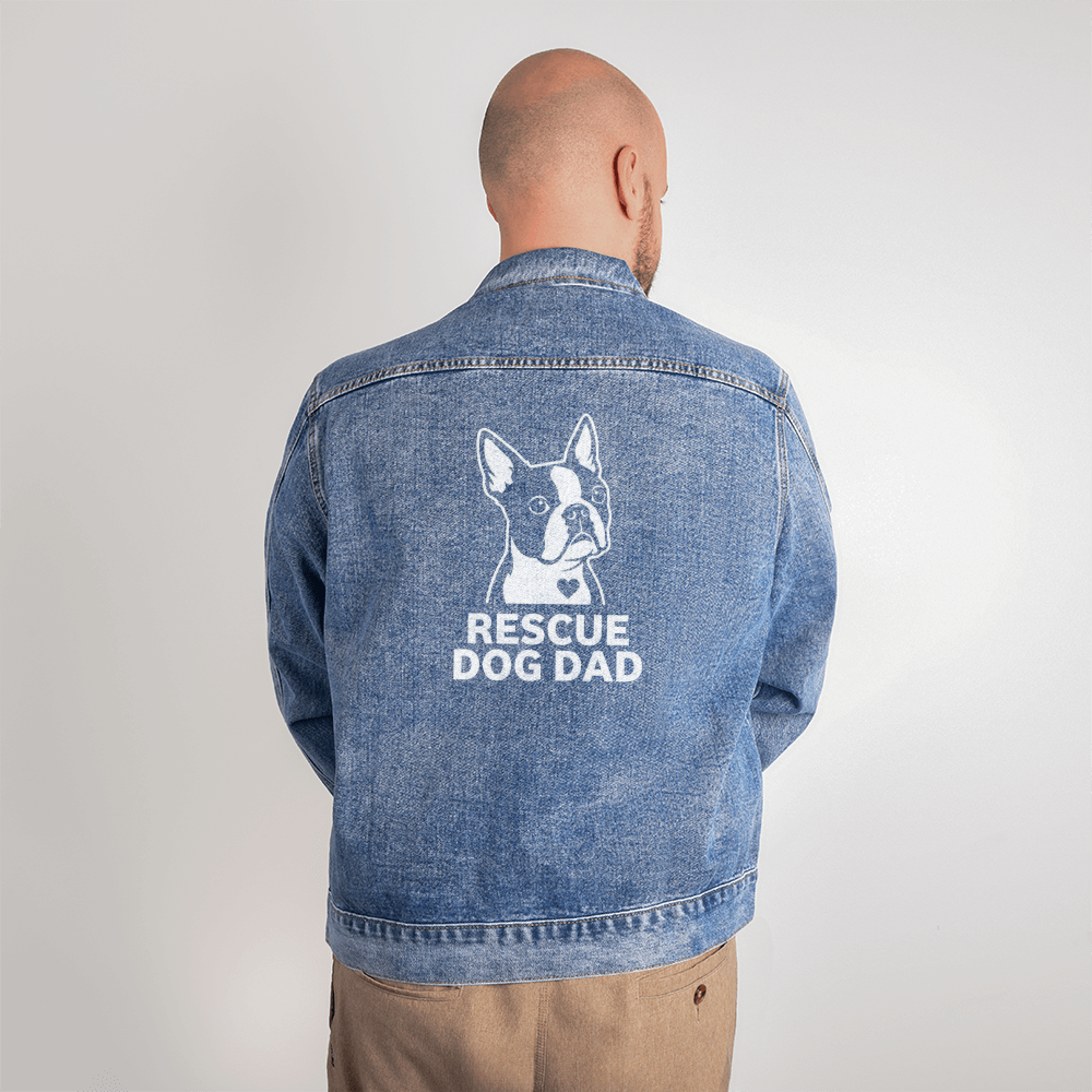 Rescue Dog Dad Denim Jacket . Large