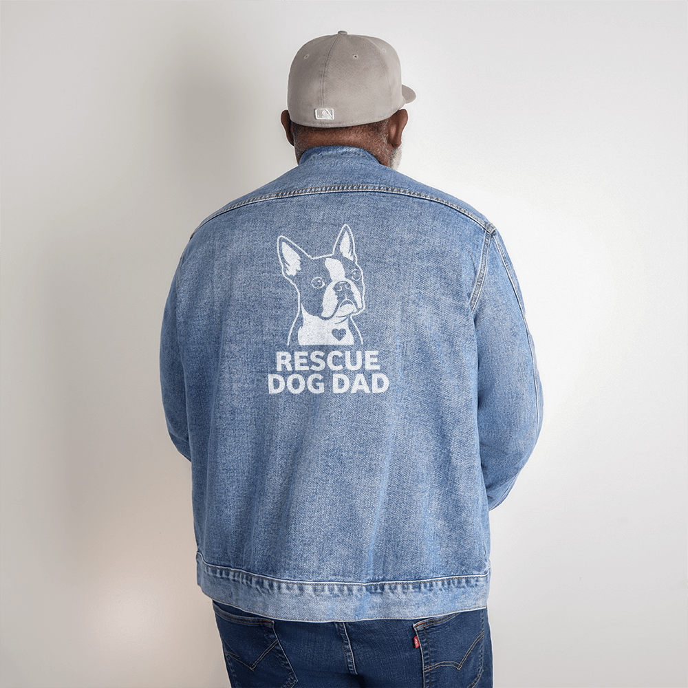 Rescue Dog Dad Denim Jacket . 2X-Large