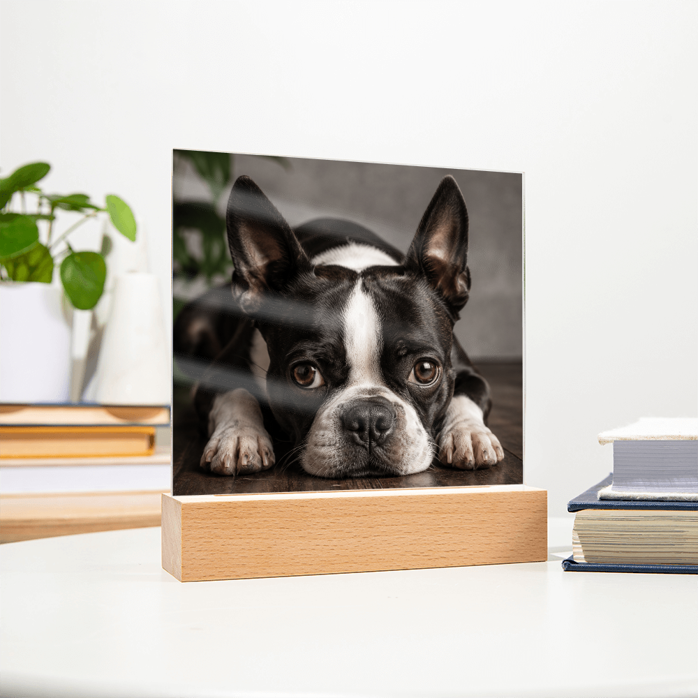 Custom Square Acrylic Plaque With Your Dog's Photo .