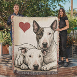 Two Miniature Bull Terriers Love Portrait Fringe Woven Blanket