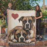 Two Boxers Love Portrait Fringe Woven Blanket