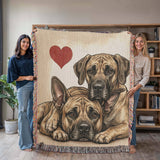 Two Great Danes Love Portrait Fringe Woven Blanket .