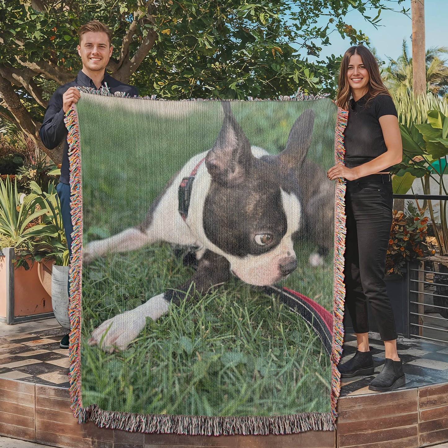 Custom Woven Blanket With Your Dog's Photo