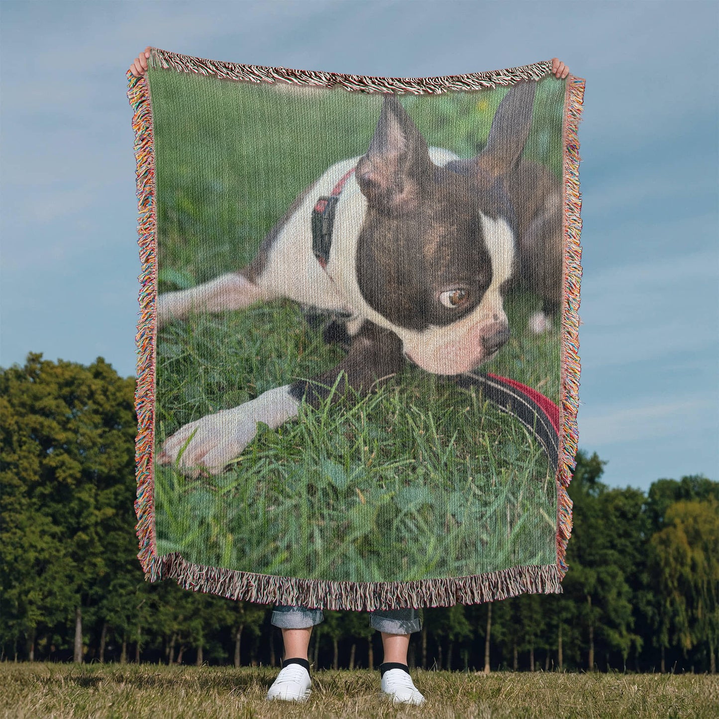 Custom Woven Blanket With Your Dog's Photo