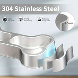 Stainless Steel Dog Food Bowl Bone Shape Dog Dual Dish For Food And Water Metal Pet Bowl Feeding Bowl - Sturdy Durable Non-Slip