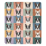 Pop Art Style Colored Boston Terriers Modern Tiles Pattern Ultra-Soft Micro Fleece Blanket .