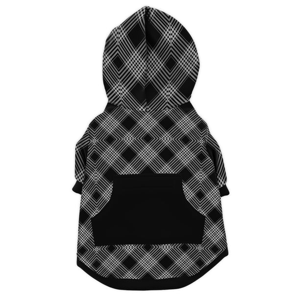 Dog Zip-Up Hoodie - Black And White Plaid