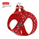 TrueLove Fashion Dog Harness With Velvro . Red Daisy