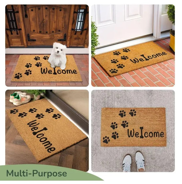 Welcome Hope You Like Dogs Coir Doormat With Non Slip PVC Backing