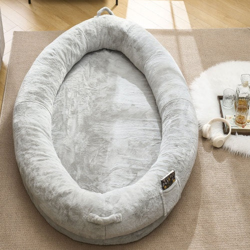 Human Dog Bed For Adult, Giant Extra Large Memory Foam Human Size Pet Bed For People - Light Gray