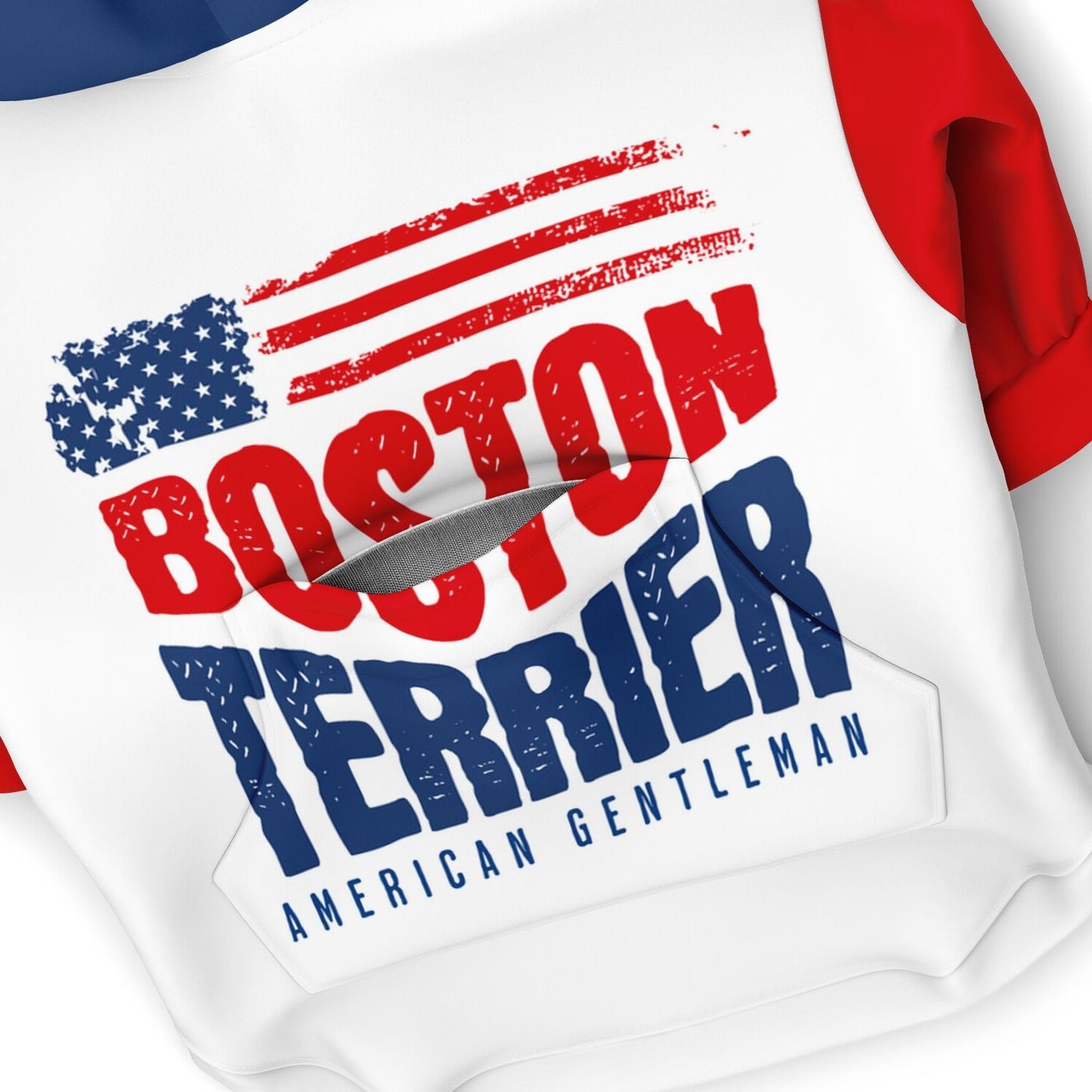 Boston Terrier American Flag Fashion Dog Zip-Up Hoodie – 4th of July Patriotic Dog Hoodie | USA 250th Birthday Hoodie .
