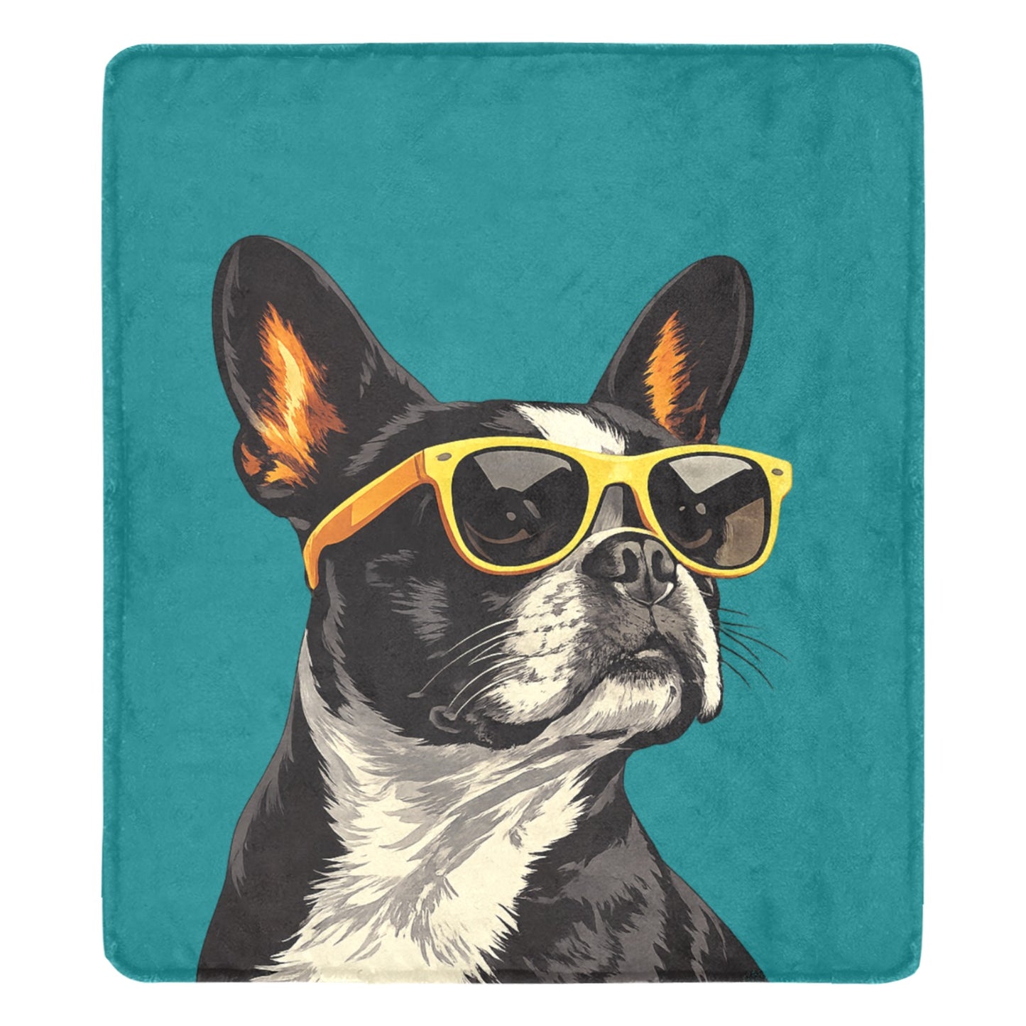 Too Cool Boston Terrier Dog Ultra-Soft Micro Fleece Blanket - Teal .