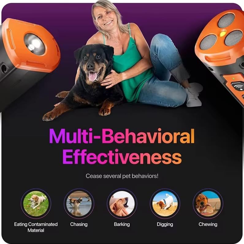 Dog Bark Deterrent Device Stops Bad Behavior, Professional Dog Training Tool, Anti Bark Device For Dogs, Emitters 50ft Range For Dog Training