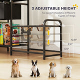 4-Bowl Elevated Dog Feeding Station with Storage – Adjustable Height Stand for Multi-Dog Homes .