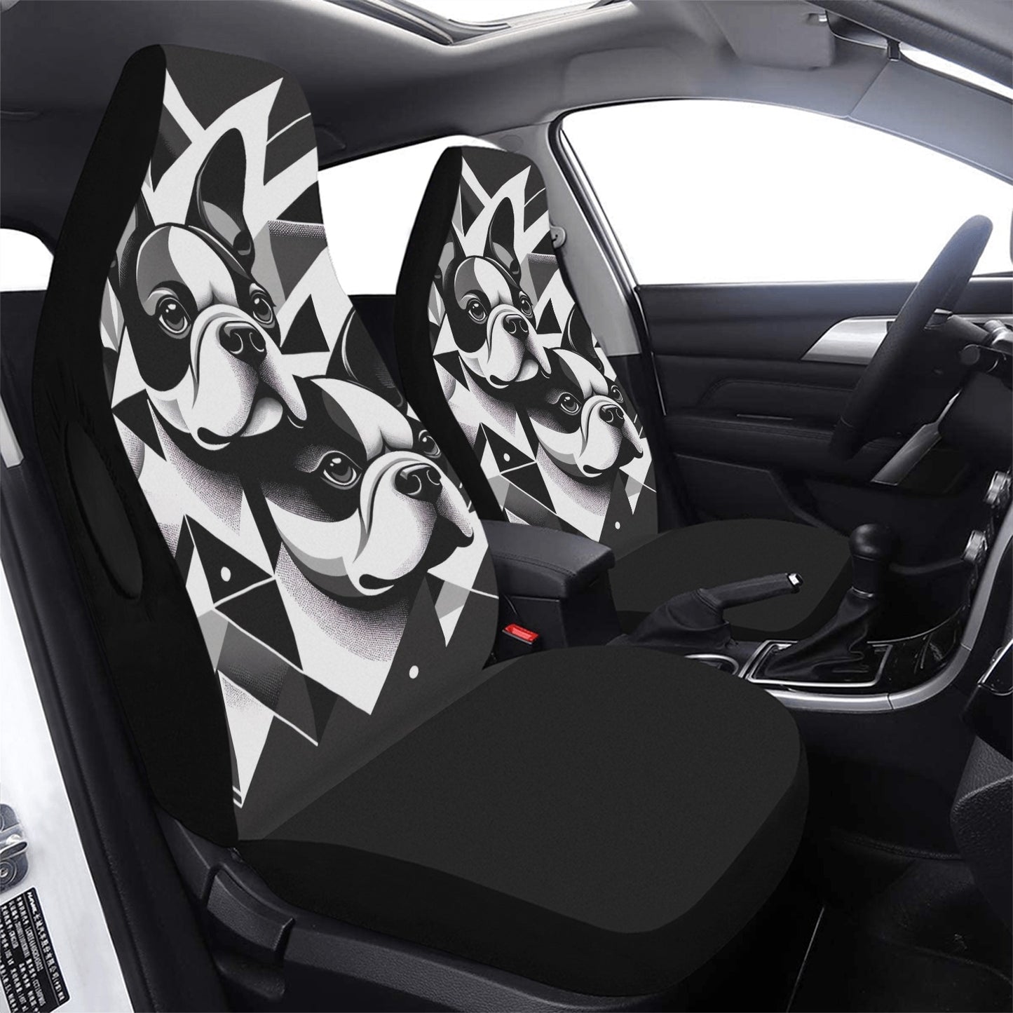 Boston Terriers Mosaic Car Seat Cover Airbag Compatible (Set of 2)
