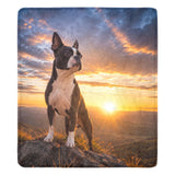 The Sunset Guardian - Boston Terrier - Ultra-Soft Micro Fleece Blanket