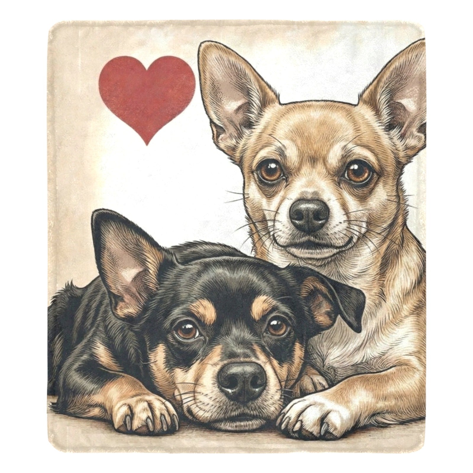 Two Chihuahuas Love Portrait Ultra-Soft Micro Fleece Blanket