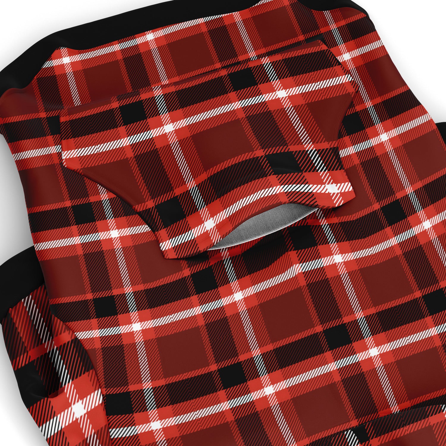 Dog Zip-Up Hoodie - Red Black White Plaid