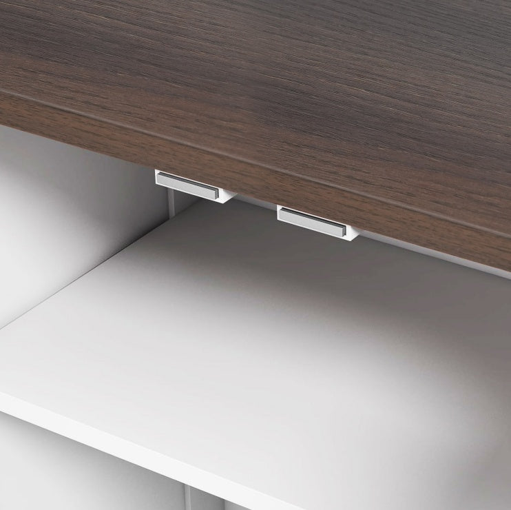 Dog Food Storage Cabinet With Hidden Dog Bowls, Adjustable Panel, Hooks, For Medium Sized Dogs, White