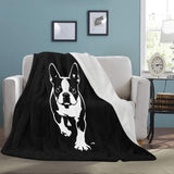 Boston Terrier Stencil Graphic – Minimalist Dog Lover Ultra-Soft Micro Fleece Blanket .