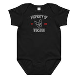 Property Of My Dog Custom Embroidered Baby Jersey Bodysuit . Black