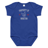 Property Of My Dog Custom Embroidered Baby Jersey Bodysuit . Royal