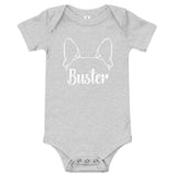 Big Ears With Boston Terrier Name - Personalized Baby Short Sleeve Onesie . Athletic Heather