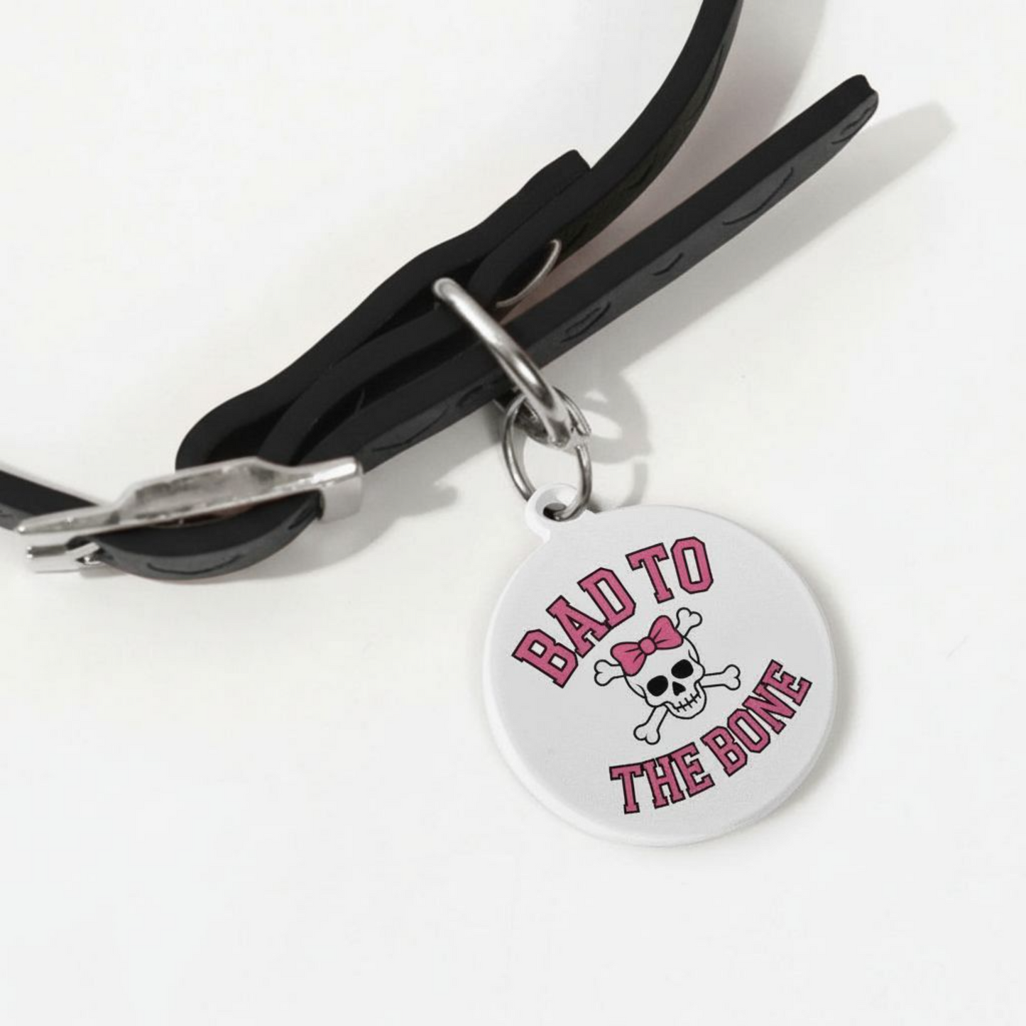 Bad To The Bone Female Laser Metal Alloy Dog ID Tag