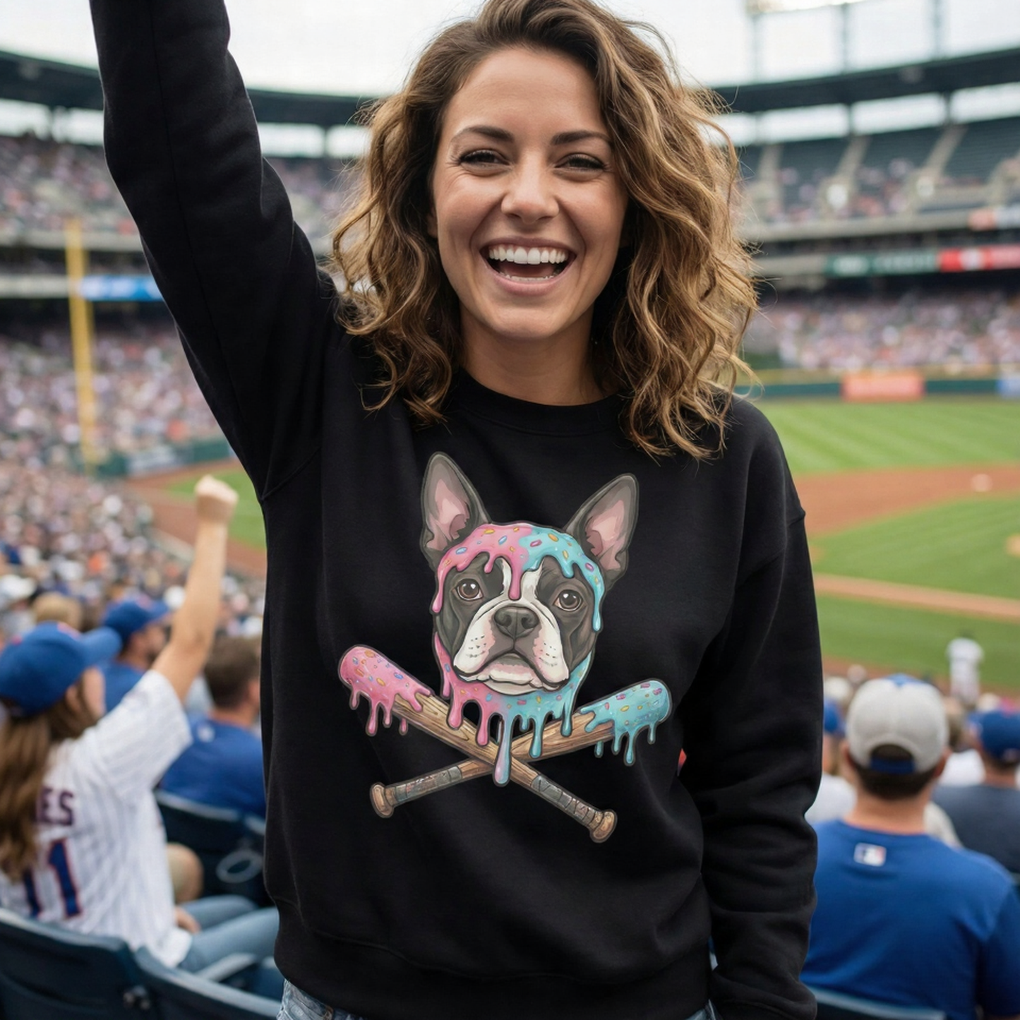 Baseball Drip Boston Terrier Dog Unisex Premium Sweatshirt .