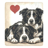 Two Border Collies Love Portrait Ultra-Soft Micro Fleece Blanket .