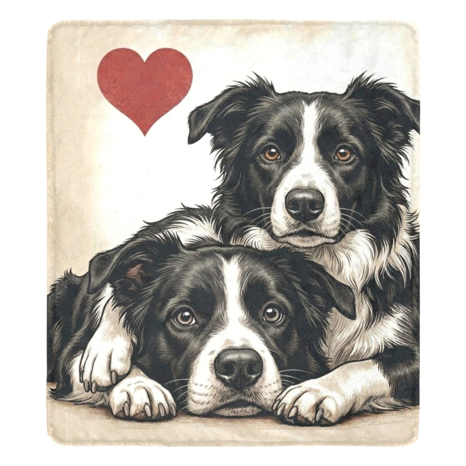 Two Border Collies Love Portrait Ultra-Soft Micro Fleece Blanket .
