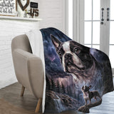 Storm Guardian – Majestic Boston Terrier Night Art Ultra-Soft Micro Fleece Blanket .
