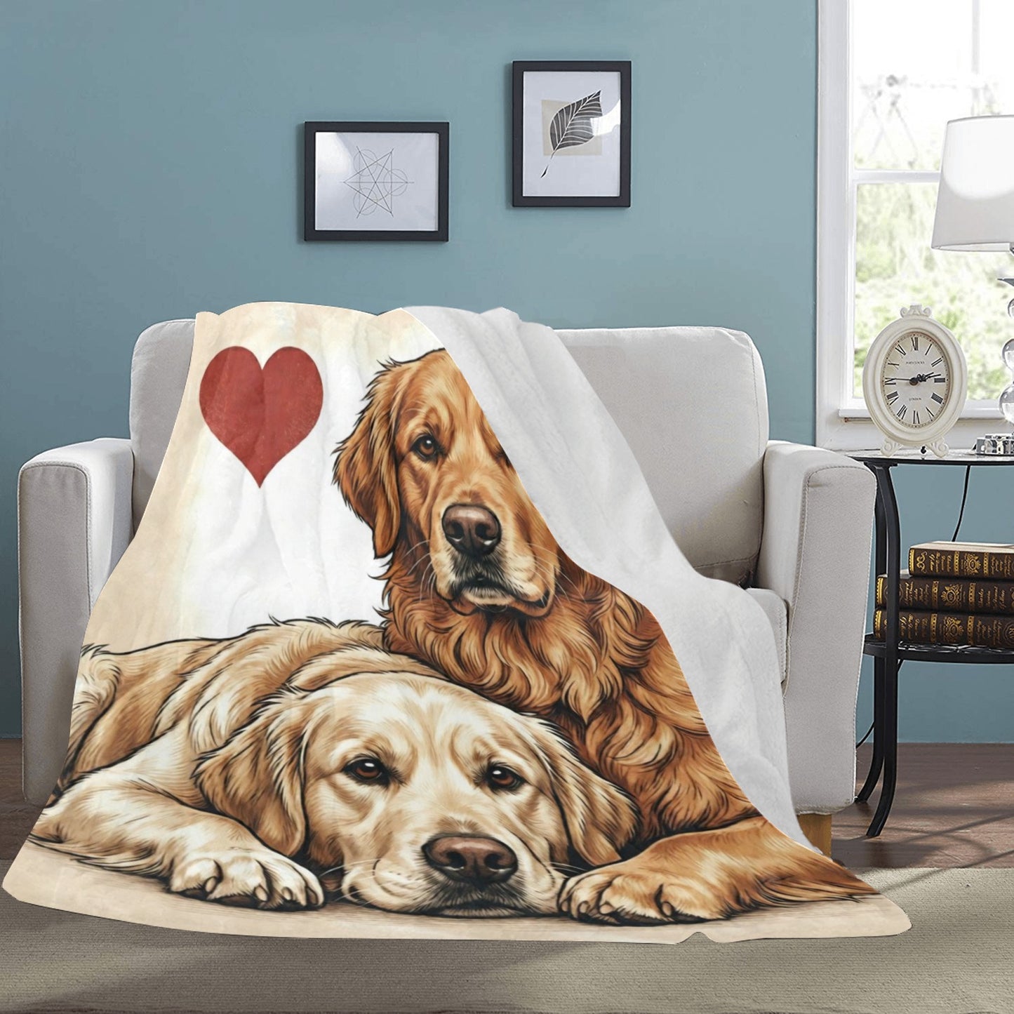 Two Golden Retrievers Love Ultra-Soft Micro Fleece Blanket .