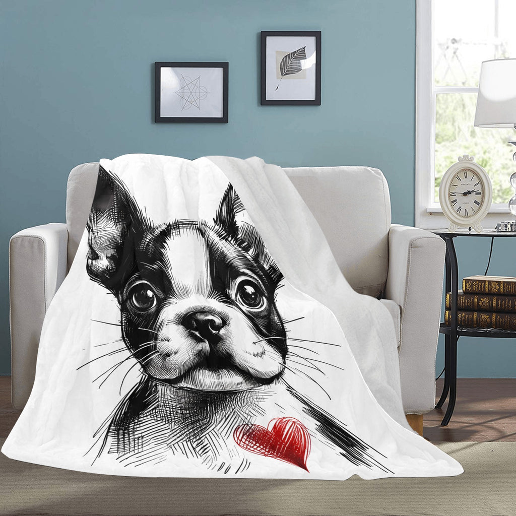 Boston Terrier Heart Ultra-Soft Micro Fleece Blanket